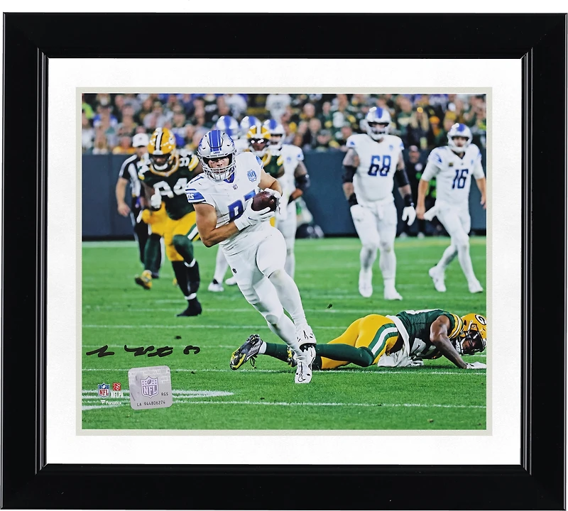 Sam LaPorta Detroit Lions Autographed 8" x 10" White Jersey Running Photograph