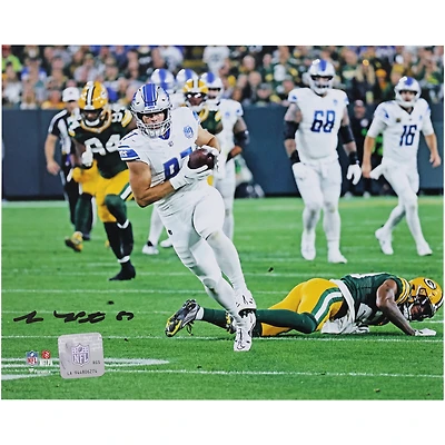 Sam LaPorta Detroit Lions Autographed 8" x 10" White Jersey Running Photograph