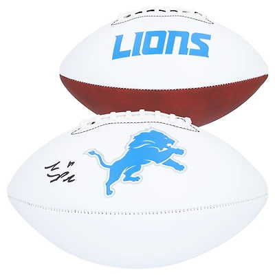 Ballon de football à panneau blanc autographié par Sam LaPorta des Lions de Détroit