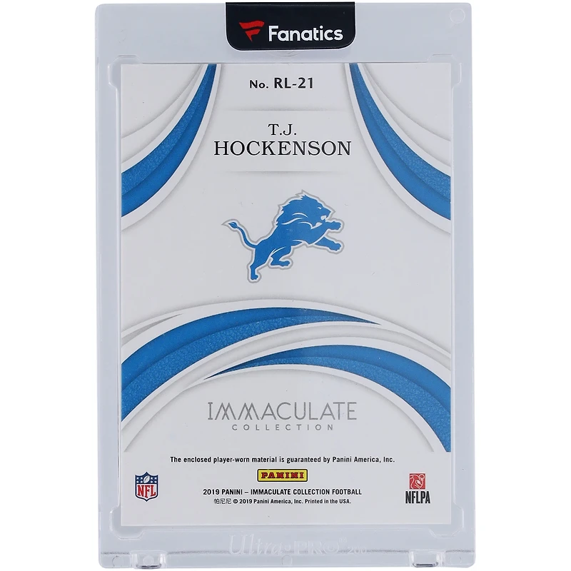 T.J. Hockenson Detroit Lions 2019 Panini Immaculate Collection Rookie Logo Dual-Color Relic #RL-21 #8/17 Rookie Card
