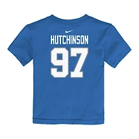 T-shirt Nike bleu pour enfant avec nom et numéro de joueur des Lions Detroit Aidan Hutchinson