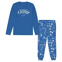 Toddler Outerstuff Blue Detroit Lions Chestnut Holiday Sleep Set