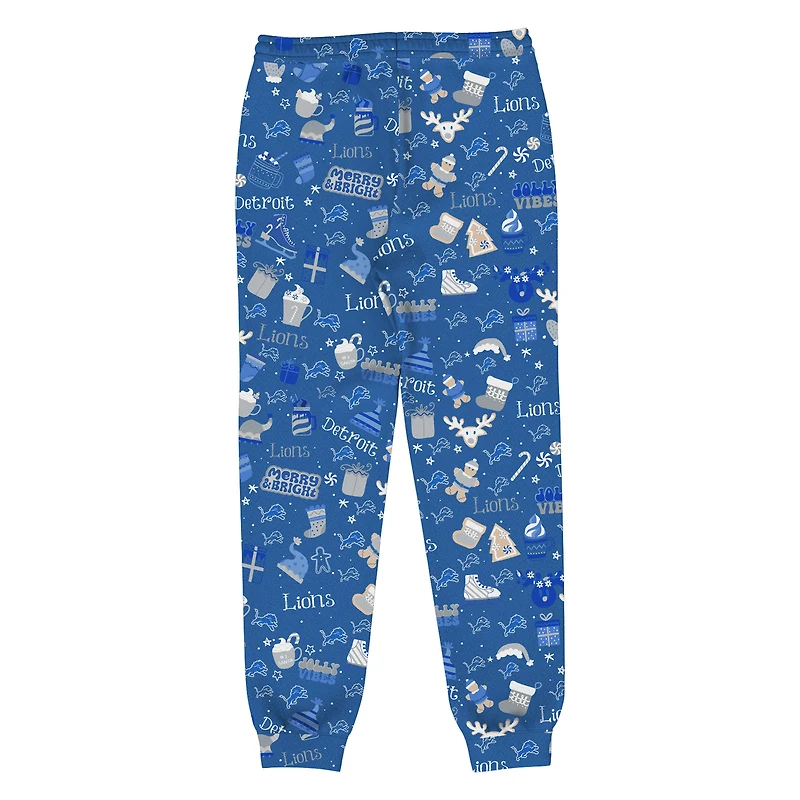 Toddler Outerstuff Blue Detroit Lions Chestnut Holiday Sleep Set