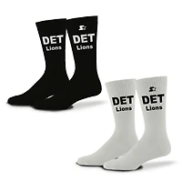 Lot de 2 paires de chaussettes d'assistance unisexes noires/blanches Detroit Lions Starter