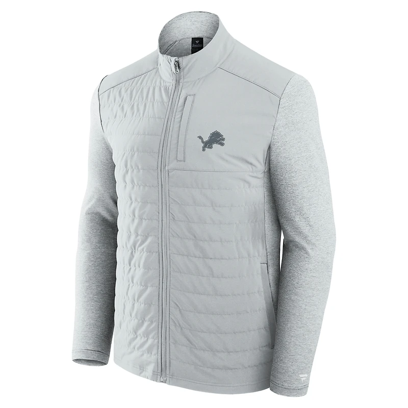 Unisex Fanatics Gray/Heather Gray Detroit Lions Front Office Tonal Full-Zip Jacket