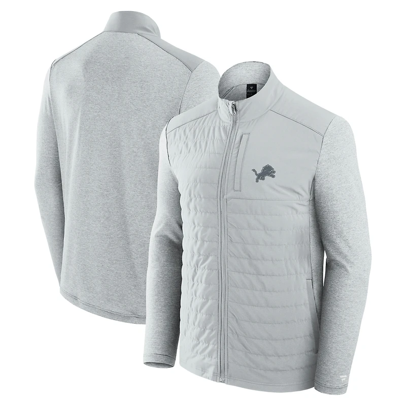 Unisex Fanatics Gray/Heather Gray Detroit Lions Front Office Tonal Full-Zip Jacket