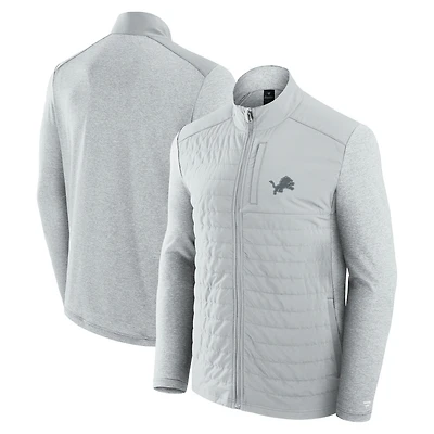 Unisex Fanatics Gray/Heather Gray Detroit Lions Front Office Tonal Full-Zip Jacket