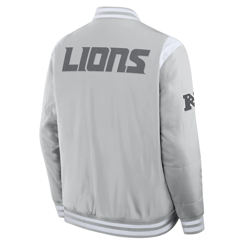 Veste unisexe Fanatics grise Detroit Lions Elements Elite à boutons-pression