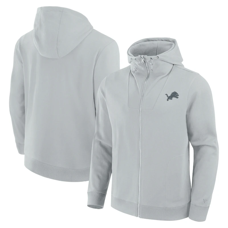 Sweat à capuche unisexe Fanatics gris Detroit Lions Front Office entièrement zippé
