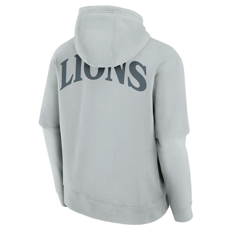 Sweat à capuche unisexe Fanatics gris Detroit Lions Sleek Elements
