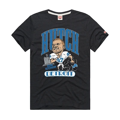 Unisex Homage Aidan Hutchinson Charcoal Detroit Lions Caricature Player Graphic Tri-Blend T-Shirt