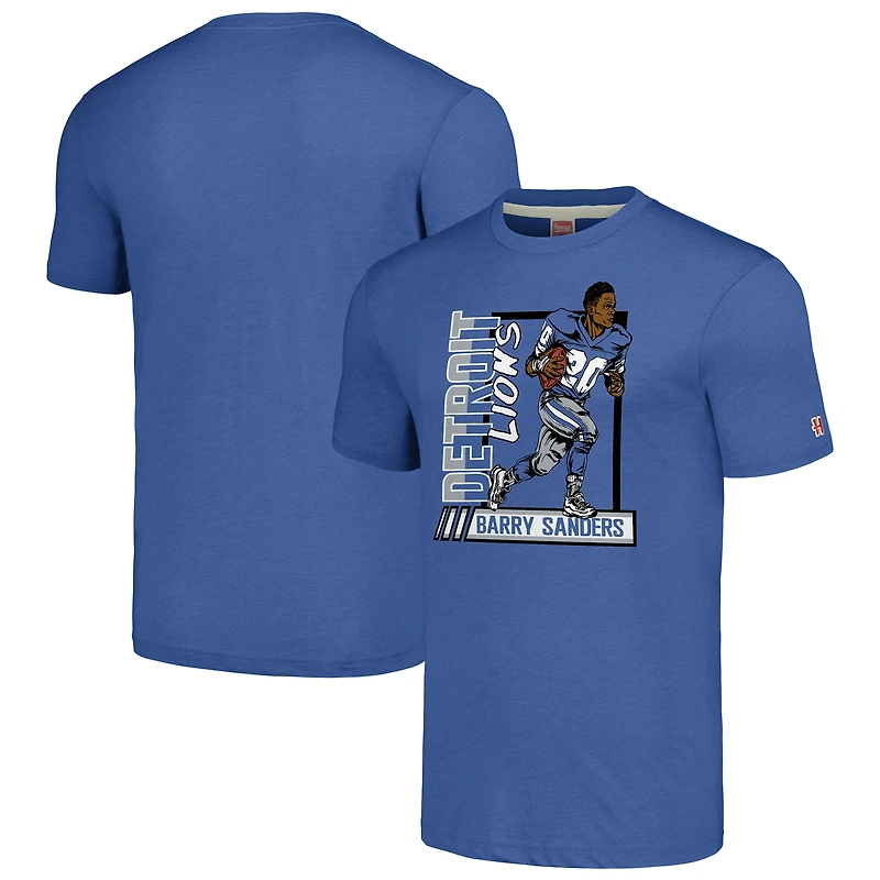 T-shirt unisexe hommage à Barry Sanders, joueur retraité des Detroit Lions, bleu, en mélange de trois matières.