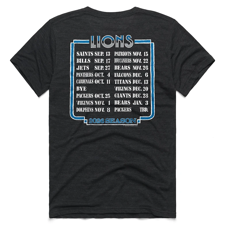 Unisex Homage Charcoal Detroit Lions 2026 NFL Schedule Queen Tri-Blend T-Shirt
