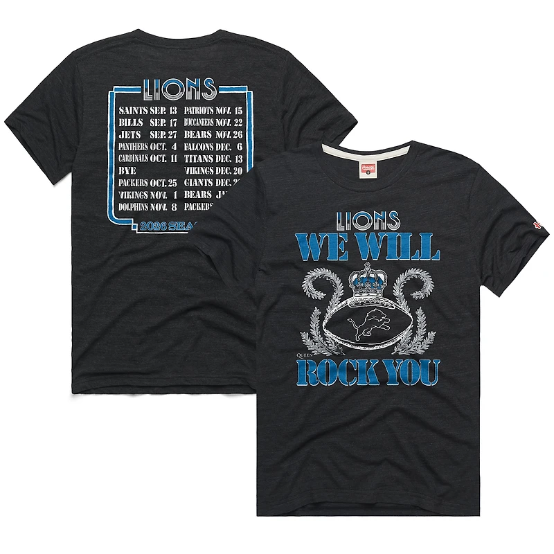 Unisex Homage Charcoal Detroit Lions 2026 NFL Schedule Queen Tri-Blend T-Shirt