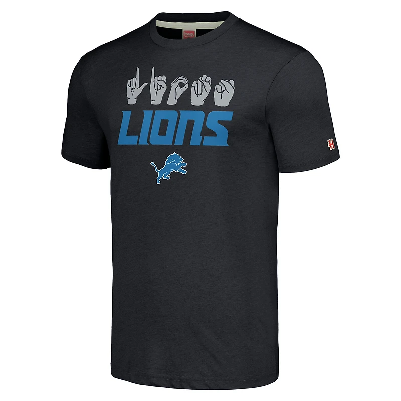 Unisex Homage Charcoal Detroit Lions The NFL ASL Collection by Love Sign American Language T-Shirt