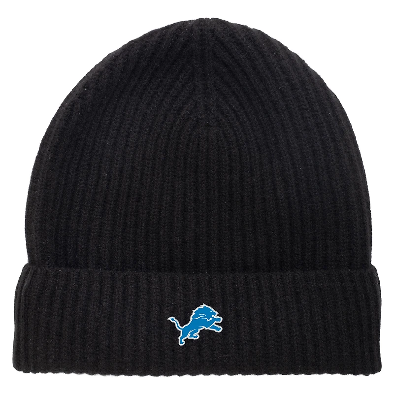 Unisex NAADAM Black Detroit Lions Cashmere Ribbed Cuffed Knit Hat
