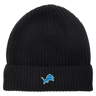 Unisex NAADAM Black Detroit Lions Cashmere Ribbed Cuffed Knit Hat