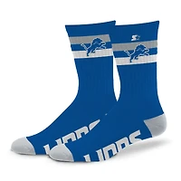 Chaussettes d'équipage unisexes Starter Detroit Lions Team Color Two-Stripe