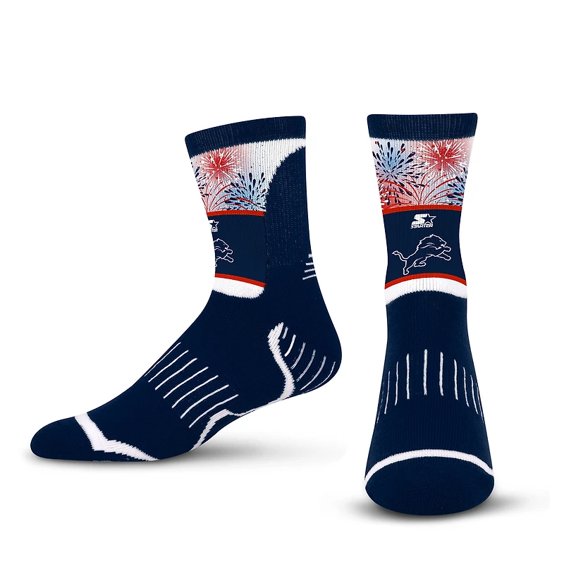 Chaussettes unisexe Starter Navy Detroit Lions Americana Fireworks mi-longues