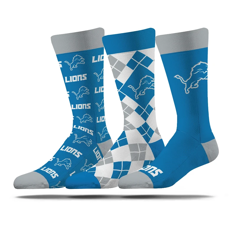 Unisex Strideline Detroit Lions Business Knit Crew Socks Three-Pack Set