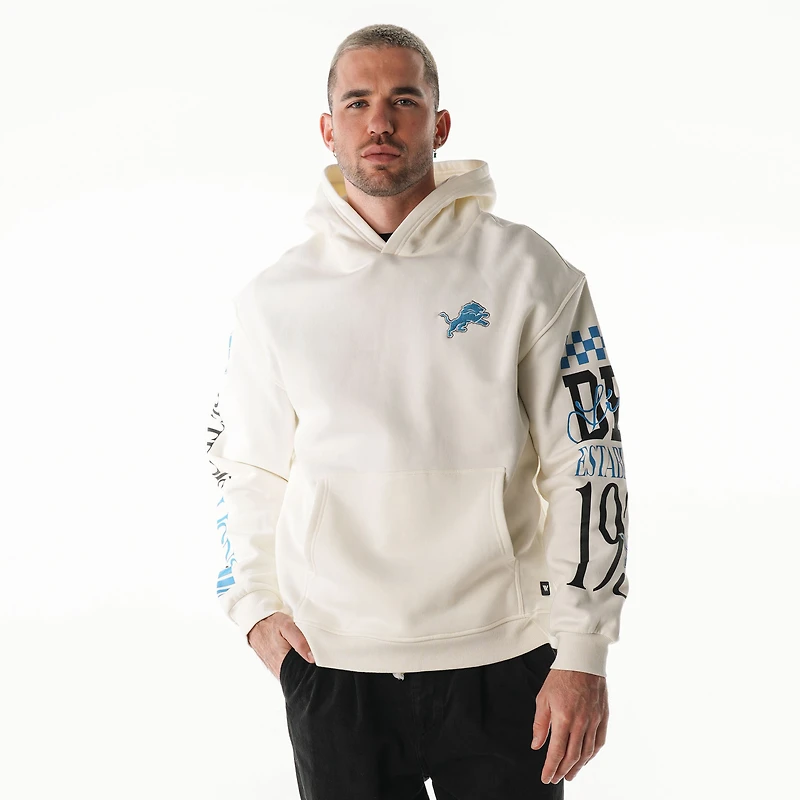 Unisex The Wild Collective  Cream Detroit Lions Stacked Graphic Sleeve Fleece Hoodie
