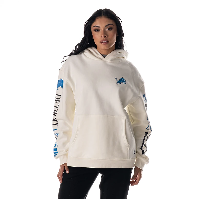 Unisex The Wild Collective  Cream Detroit Lions Stacked Graphic Sleeve Fleece Hoodie