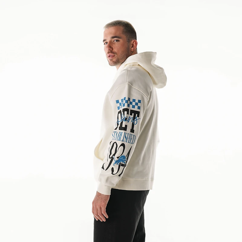 Unisex The Wild Collective  Cream Detroit Lions Stacked Graphic Sleeve Fleece Hoodie