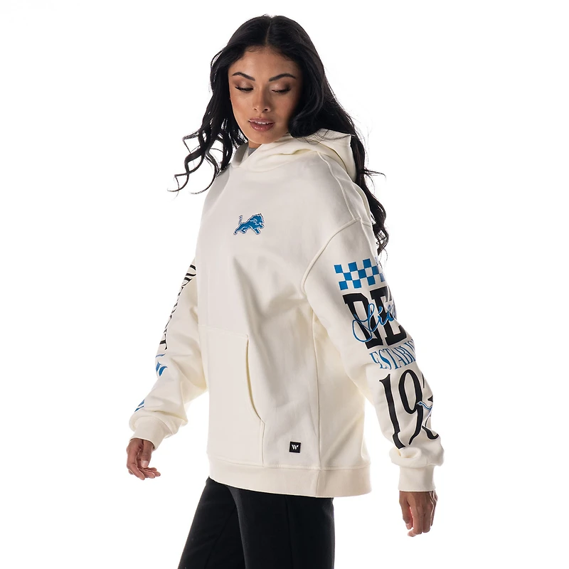 Unisex The Wild Collective  Cream Detroit Lions Stacked Graphic Sleeve Fleece Hoodie