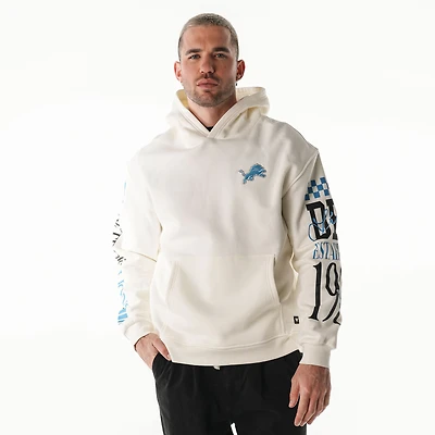 Unisex The Wild Collective  Cream Detroit Lions Stacked Graphic Sleeve Fleece Hoodie