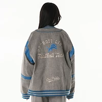 Veste unisexe surdimensionnée grise à fermeture éclair intégrale des Lions de Detroit The Wild Collective