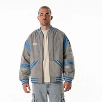 Veste unisexe surdimensionnée grise à fermeture éclair intégrale des Lions de Detroit The Wild Collective