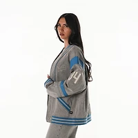 Veste unisexe surdimensionnée grise à fermeture éclair intégrale des Lions de Detroit The Wild Collective