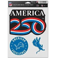 Ensemble de trois autocollants pour supporters WinCraft Detroit Lions America 250 (5,5 po x 7,75 po).