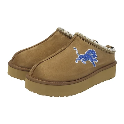 Bottes à enfiler marron clair pour femmes des Detroit Lions avec logo en cristal