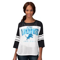 T-shirt en maille à manches 3/4 pour femme G-III 4Her par Carl Banks, noir, première équipe des Detroit Lions