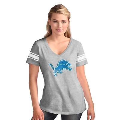 T-shirt pour femme G-III 4Her par Carl Banks gris chiné Detroit Lions First Pick en tissu vieilli