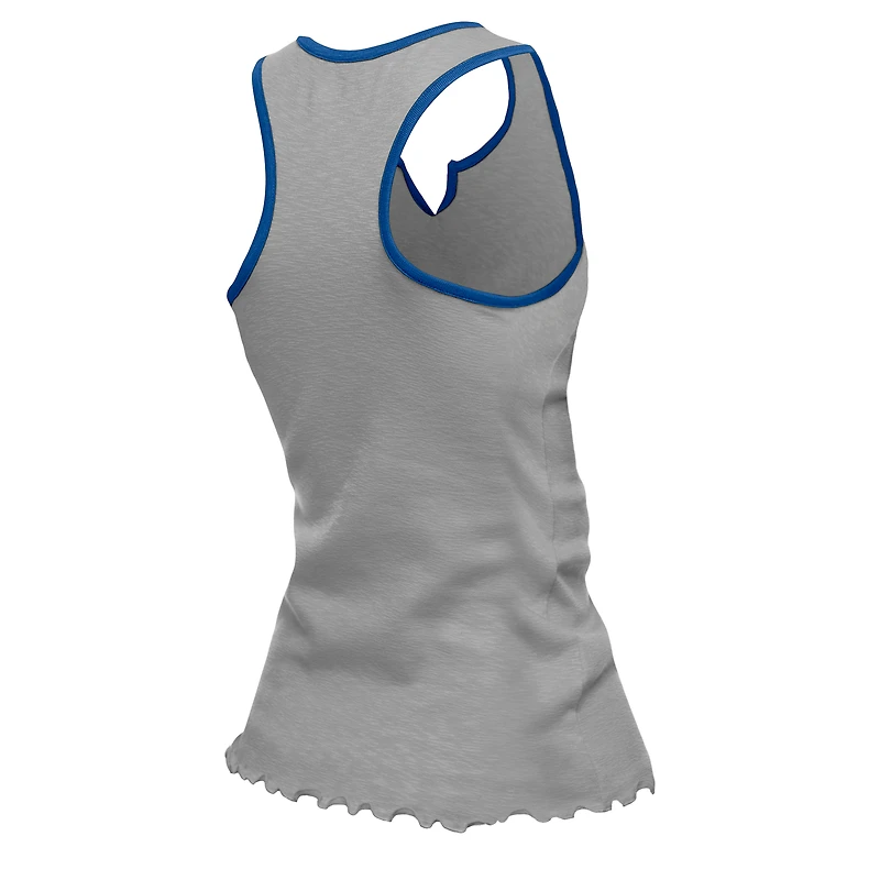 Débardeur tri-mélange à ourlet ondulé et col cranté pour femme New Era des Lions de Detroit argentés