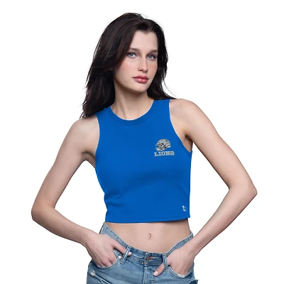 Women's Starter  Blue Detroit Lions Show Up Cropped Tank Top