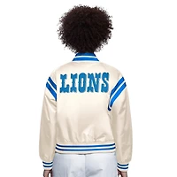 Veste en satin à boutons-pressions pleine longueur Detroit Lions Starter Cream pour femme