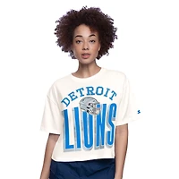 Women's Starter  Cream Detroit Lions Throwback Play the Ball Boxy Cropped T-Shirt