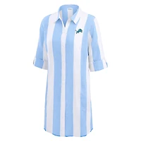 Women's Tommy Bahama  Blue/White Detroit Lions Rugby Beach Stripe Button-Up Tunic
