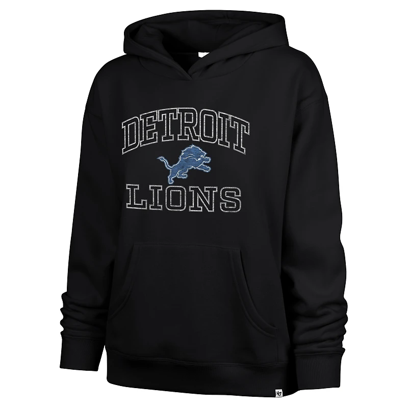 Women's '47  Black Detroit Lions Clarity Naomi Pullover Hoodie