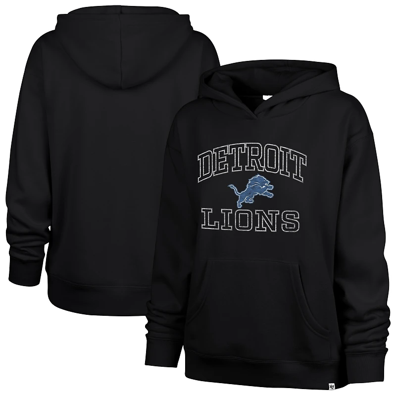 Women's '47  Black Detroit Lions Clarity Naomi Pullover Hoodie