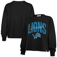 Women's '47 Black Detroit Lions Muse Sydney Long Sleeve Cropped T-Shirt