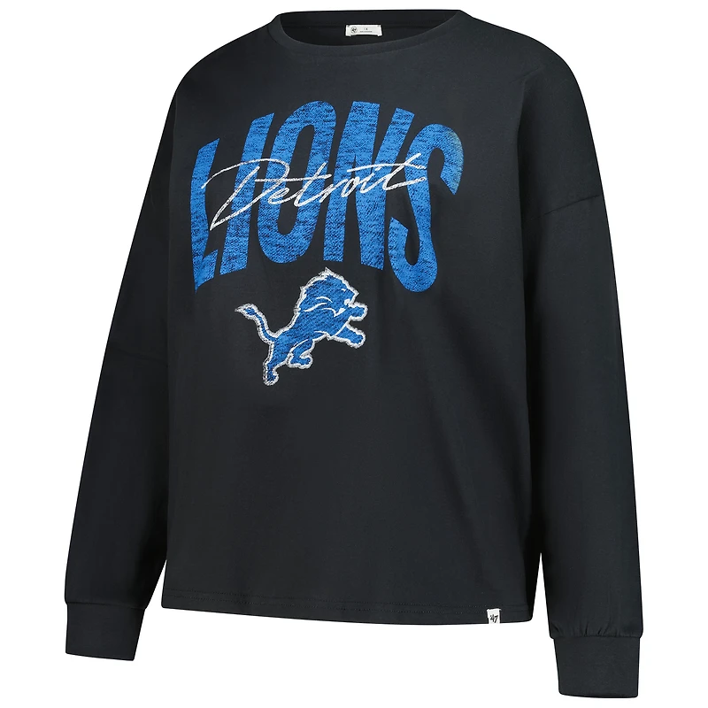 T-shirt à manches longues noir « 47 » pour femme, grande taille, motif Muse Sydney, Detroit Lions