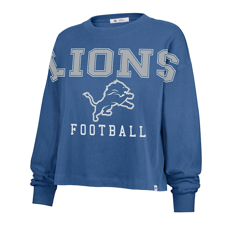 Women's '47 Blue Detroit Lions Outreach City Oversized Long Sleeve T-Shirt