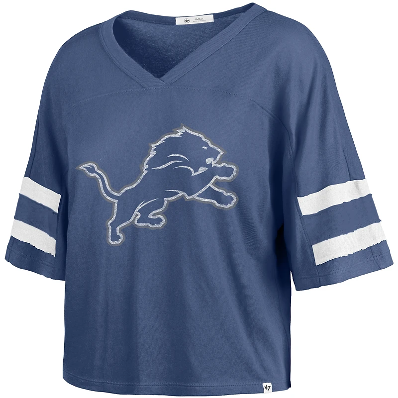T-shirt court à col en V bleu « 47 » pour femme, modèle Premier Scout des Lions de Detroit