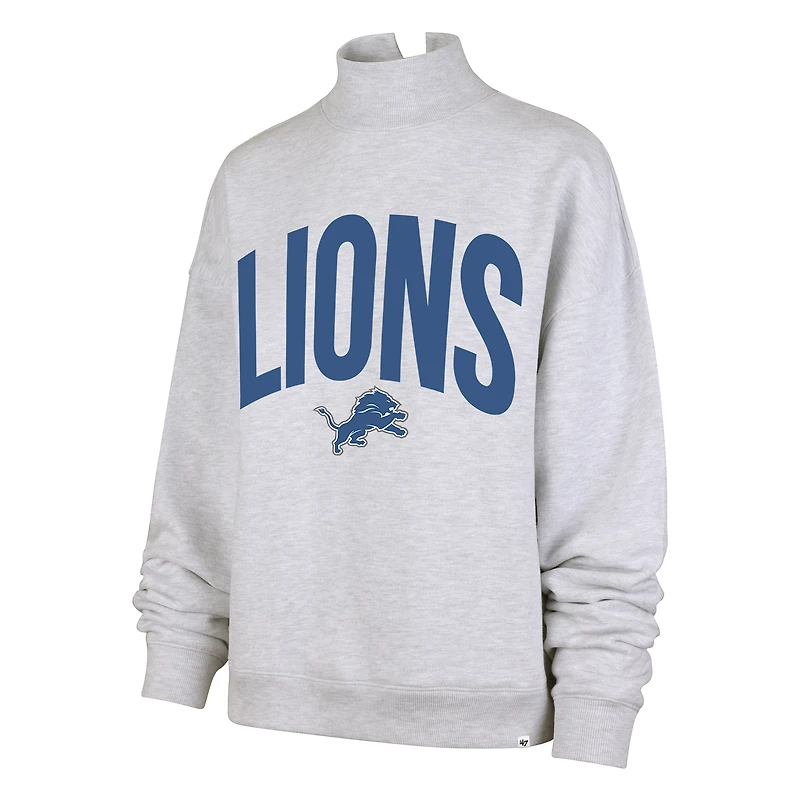 Women's '47 Gray Detroit Lions Subtle Muse Mock Neck Sweatshirt
