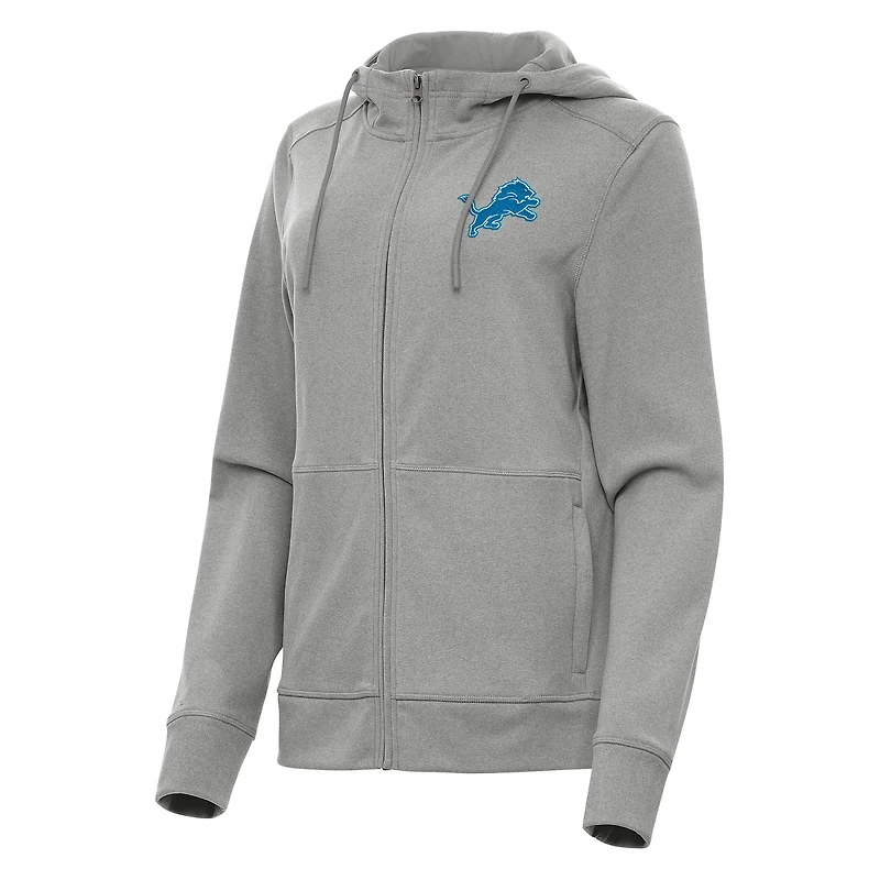 Veste à capuche zippée intégrale Antigua gris chiné pour femme des Detroit Lions Seeker