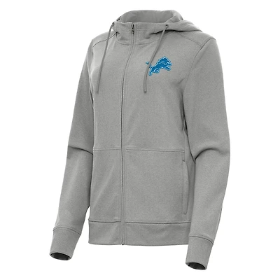 Veste à capuche zippée intégrale Antigua gris chiné pour femme des Detroit Lions Seeker